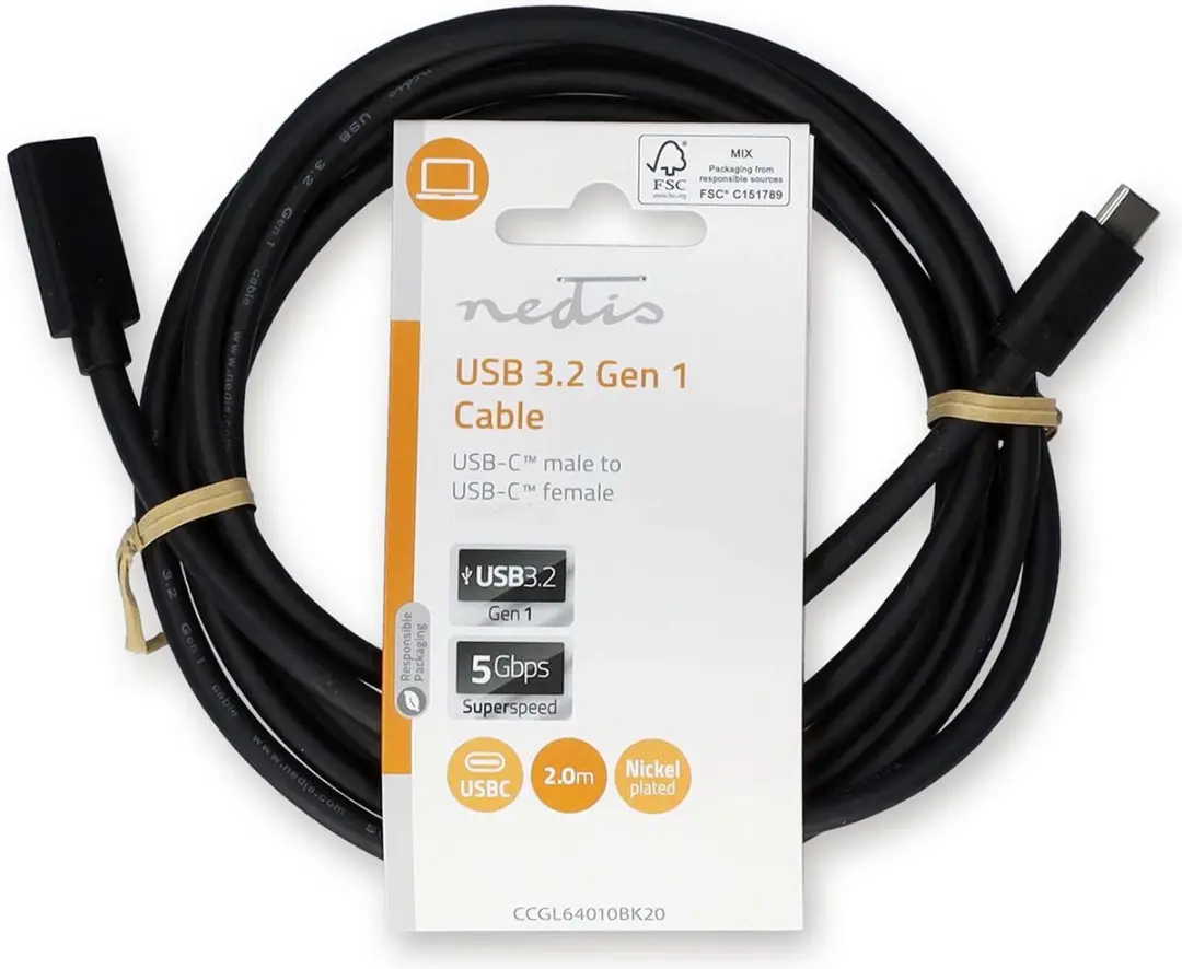 Nedis USB-C Kabel CCGL64010BK20 - 2m - 60W - 4K@60Hz