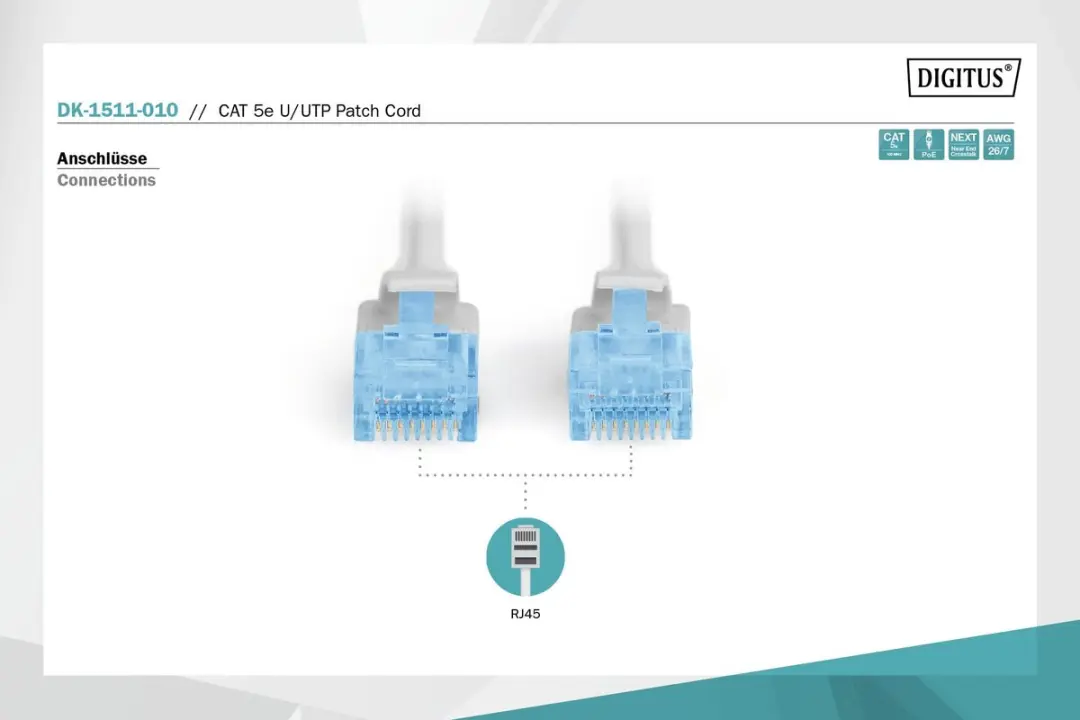 Digitus DK-1511-010 UTP Kabel Cat6 Rigid - 1m - Grijs - afbeelding 6 van 6
