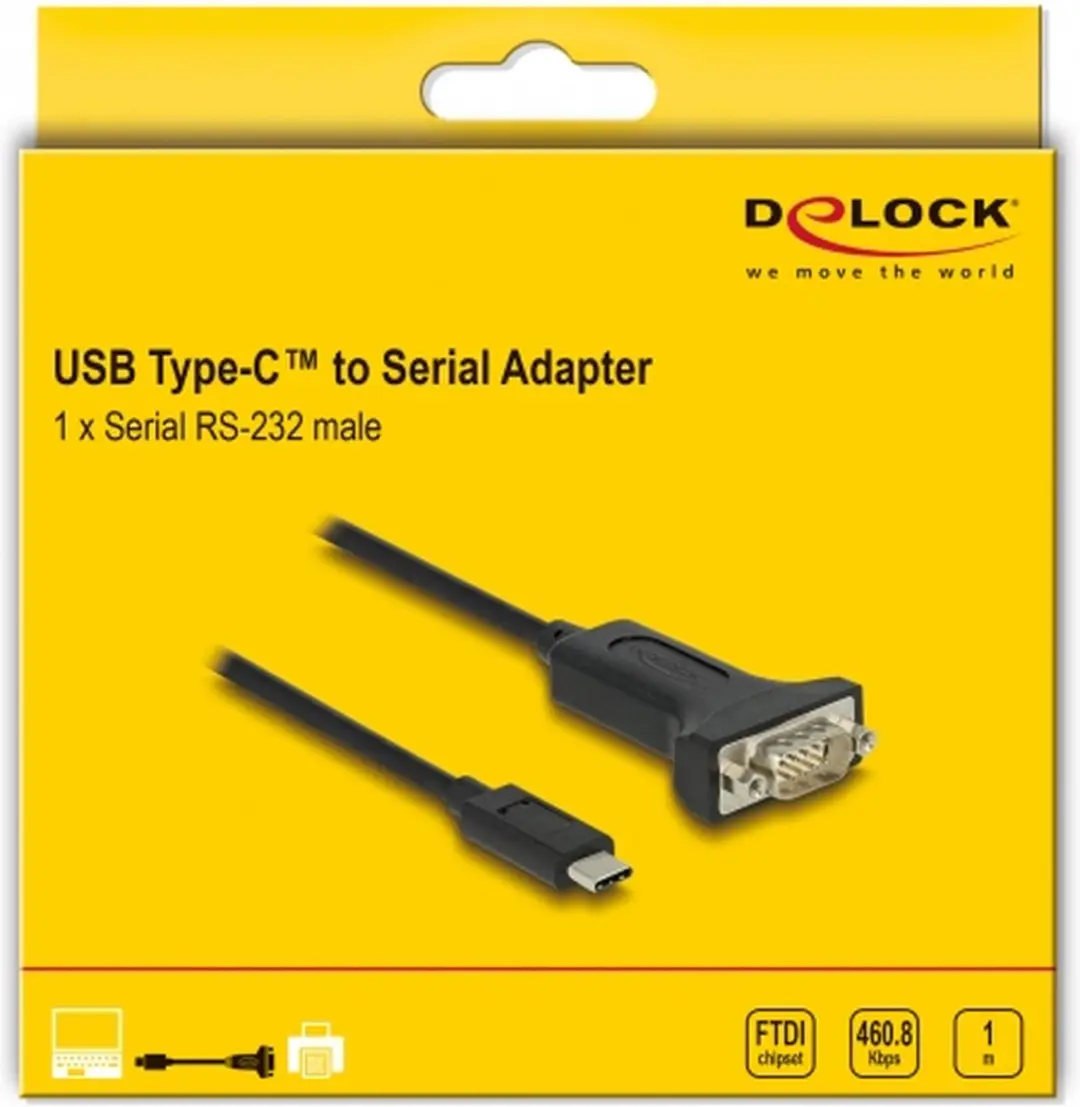 Delock USB-C naar RS-232 Adapter 9-pin - 1m - Zwart
