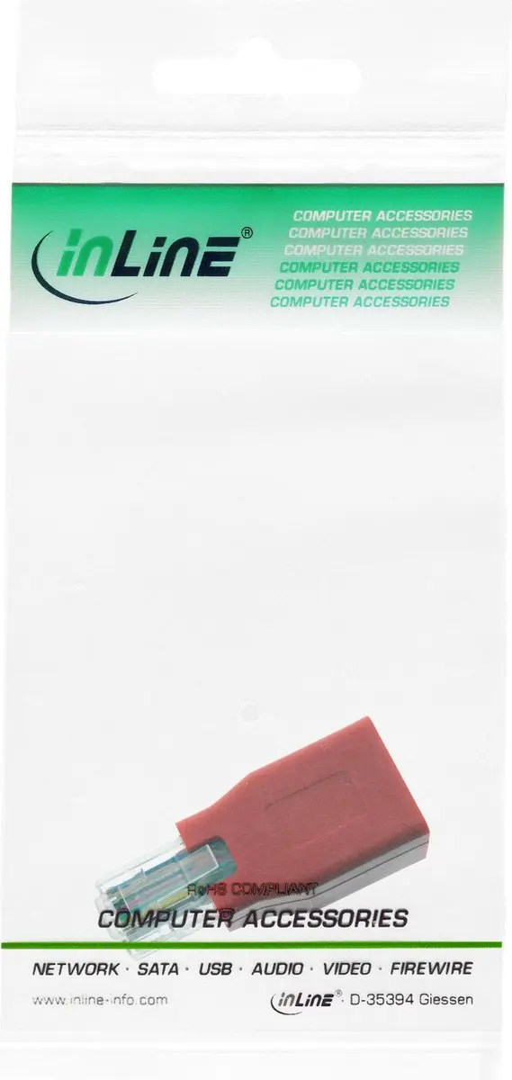 InLine UTP CAT5e RJ45 Crossover Netwerkadapter - Rood