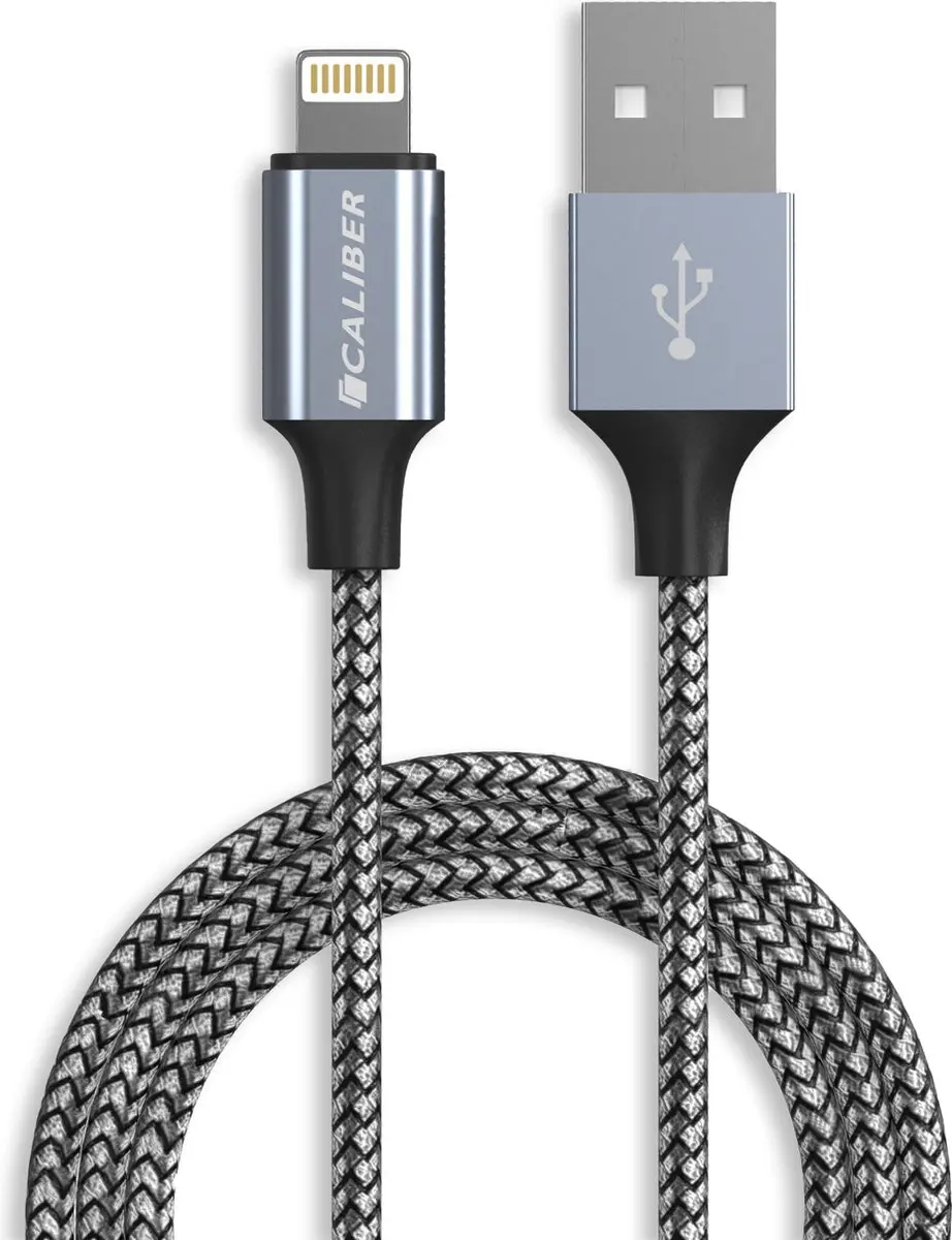 Caliber iPhone Lightning USB Kabel CL-UL-1PACK - Zwart/Grijs