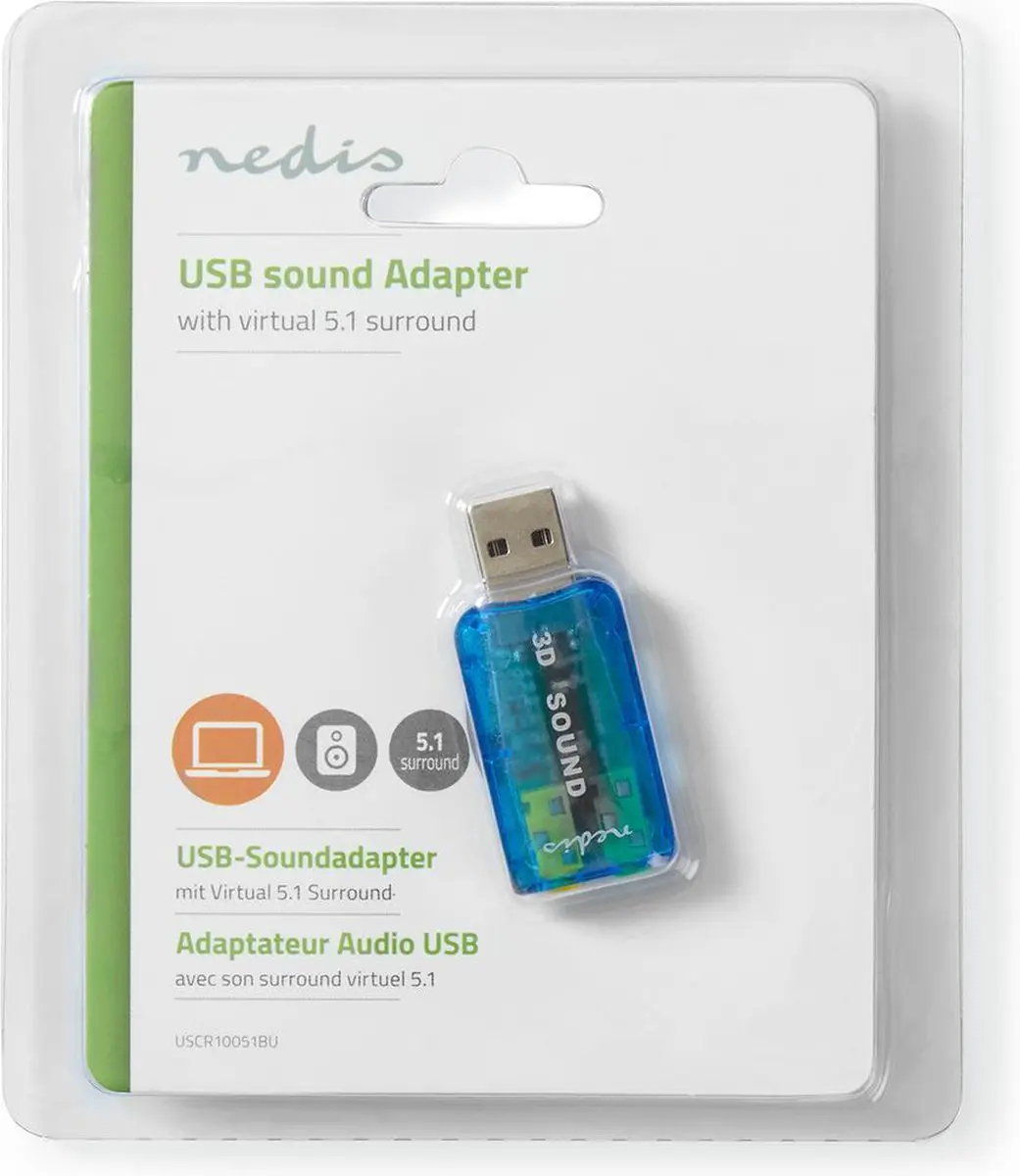 Nedis USCR10051BU Geluidskaart 5.1 - Zwart - afbeelding 6 van 6