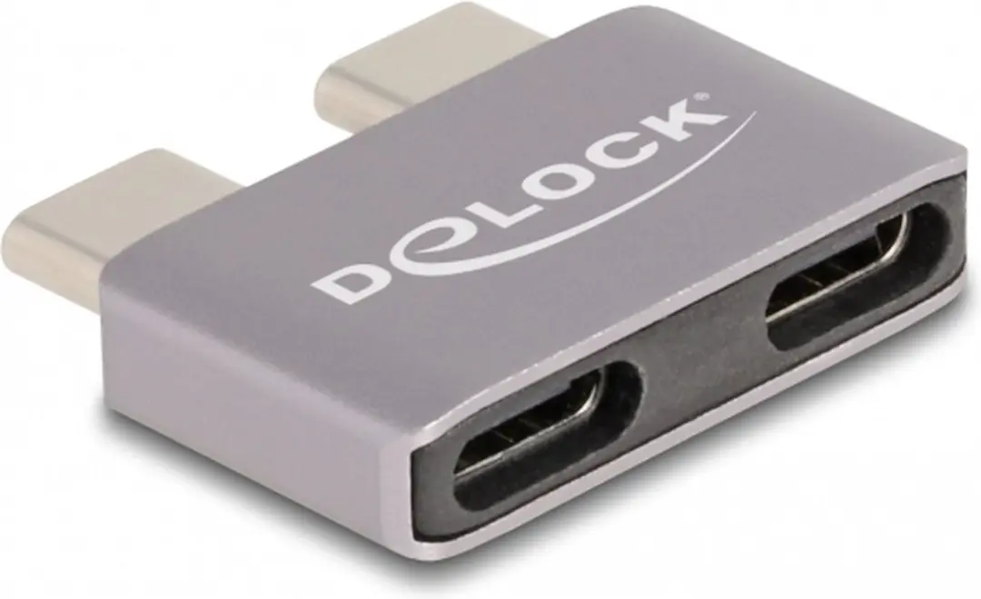 Delock USB 40 Gbps USB-C Adapter 2x M naar 2x V - Zwart