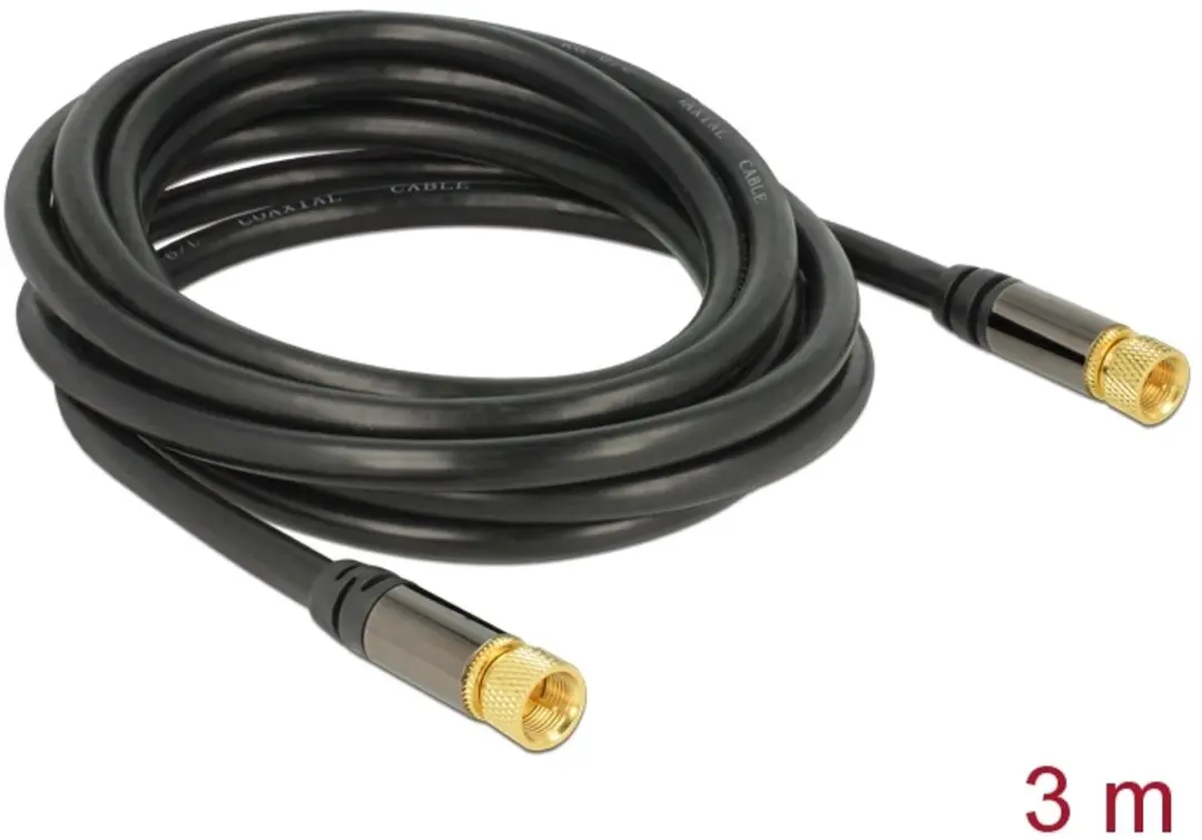 Delock Antennekabel F-Plug naar F-Plug RG-6/U 3m - Zwart