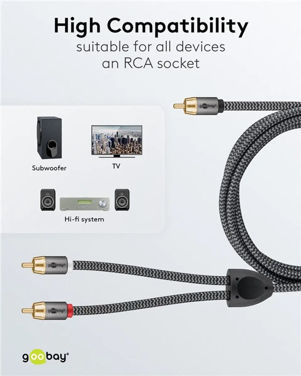 Goobay Plus Subwoofer/Stereo Kabel RCA-Y - Zwart