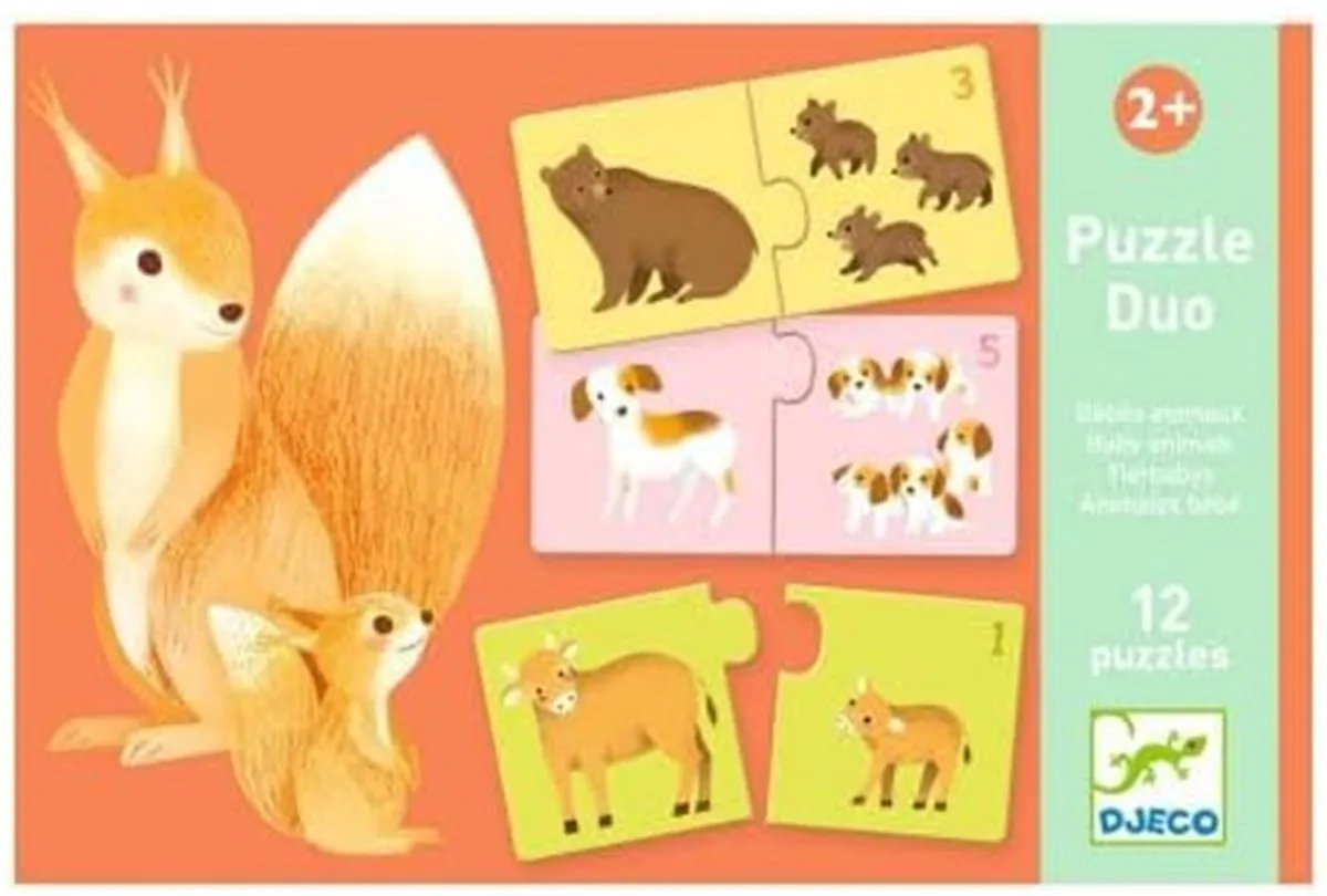 Djeco Puzzel Duo Babydieren DJ08197 - 24 Stuks - afbeelding 2 van 3