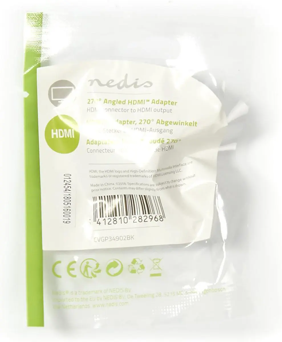 Nedis HDMI Adapter CVGP34902BK - 270° Gehoekt - Verguld
