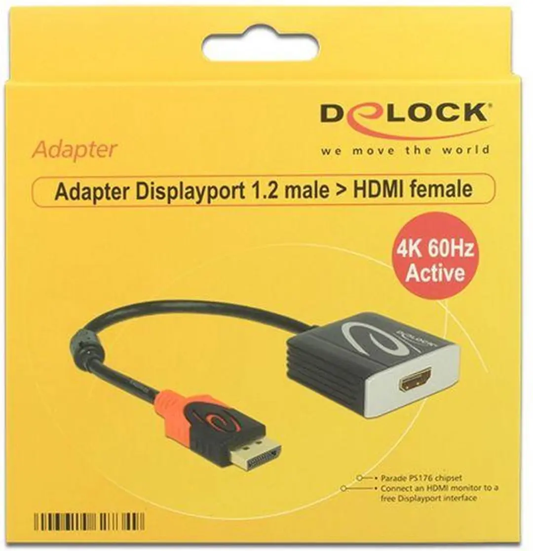 Delock DisplayPort naar HDMI Adapter 4K60Hz - 0,2m - Zwart