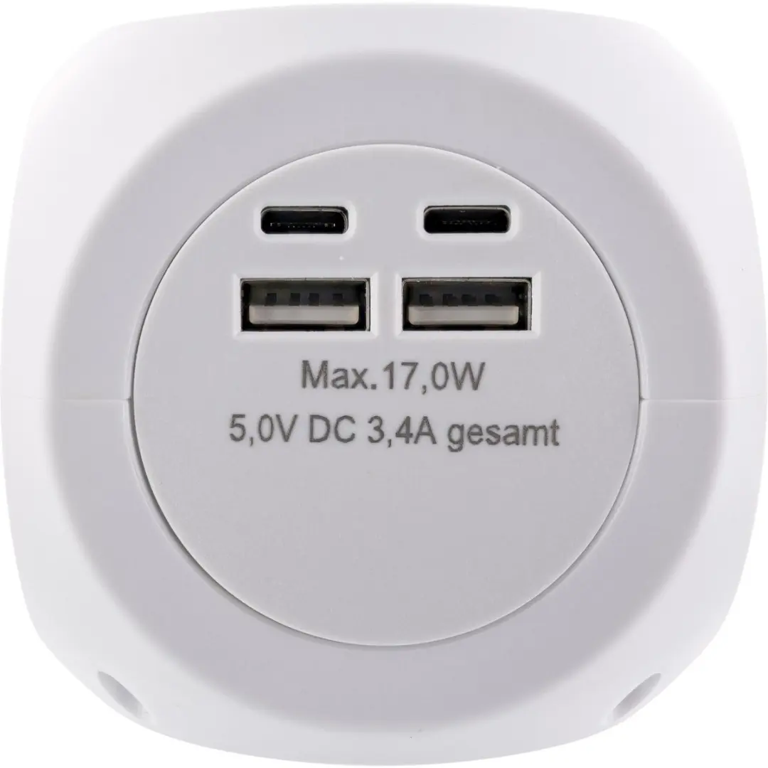 InLine Stekkerdoos USB-A + USB-C 2m - Wit