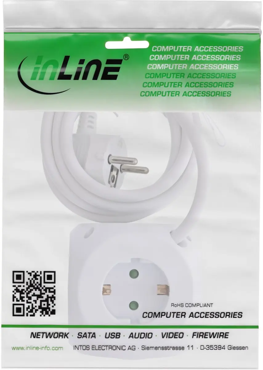 InLine Stekkerdoos USB-A + USB-C 2m - Wit