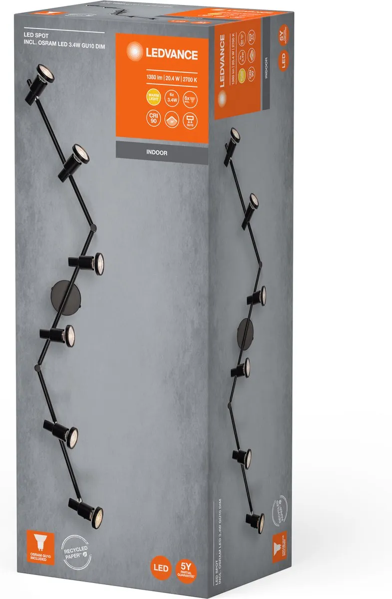 LEDVANCE LED Spot GU10 6x3,4W - 1380lm - Zwart