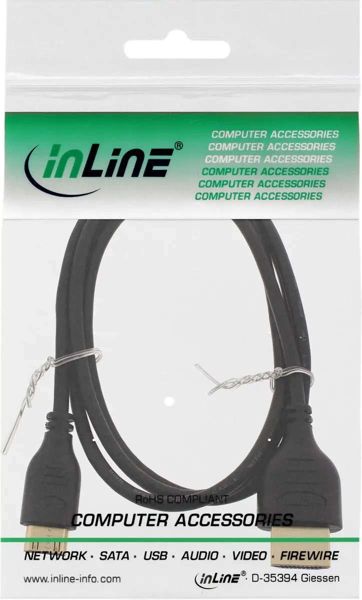 InLine Mini HDMI Kabel 2.0 1m - Zwart