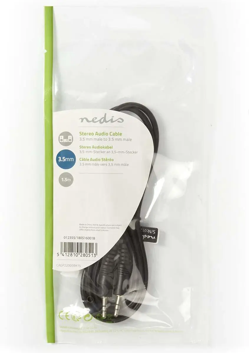 Nedis Stereo-Audiokabel 3,5mm - 1,5m - Zwart
