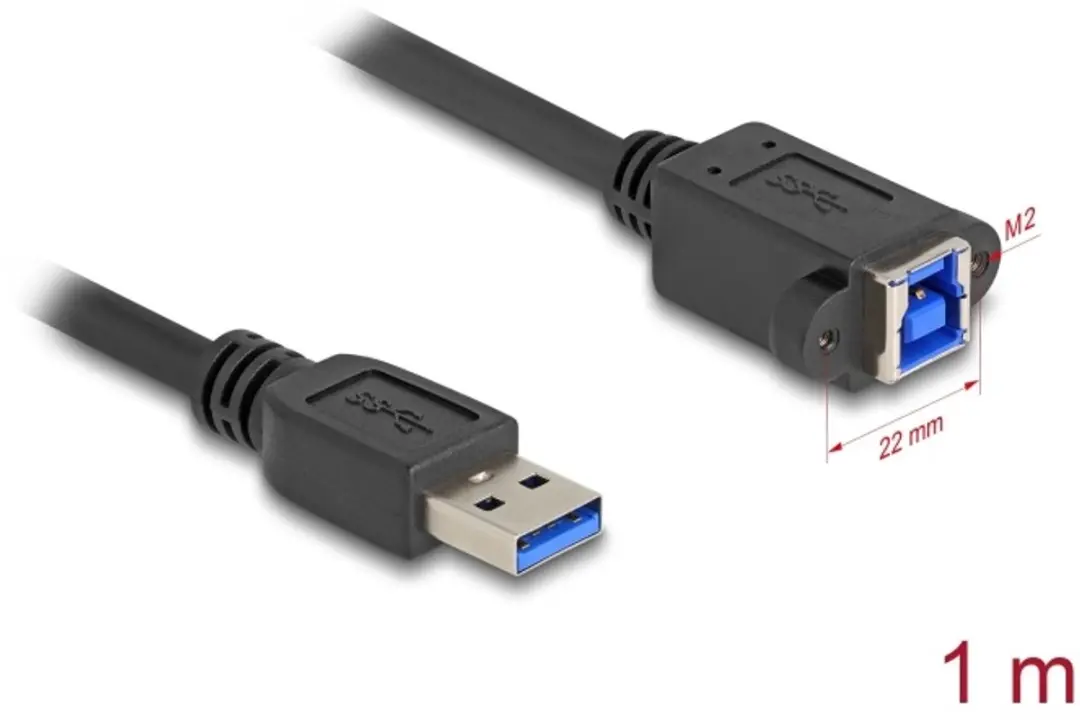 Delock USB 5Gbps Kabel A-male naar B-vrouw 1m - Zwart