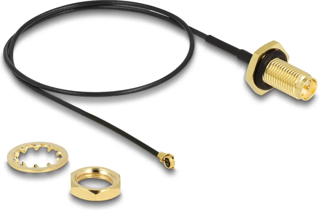 Delock Antennekabel RP-SMA Jack naar I-PEX MHF I - 35cm - Zwart/Goud