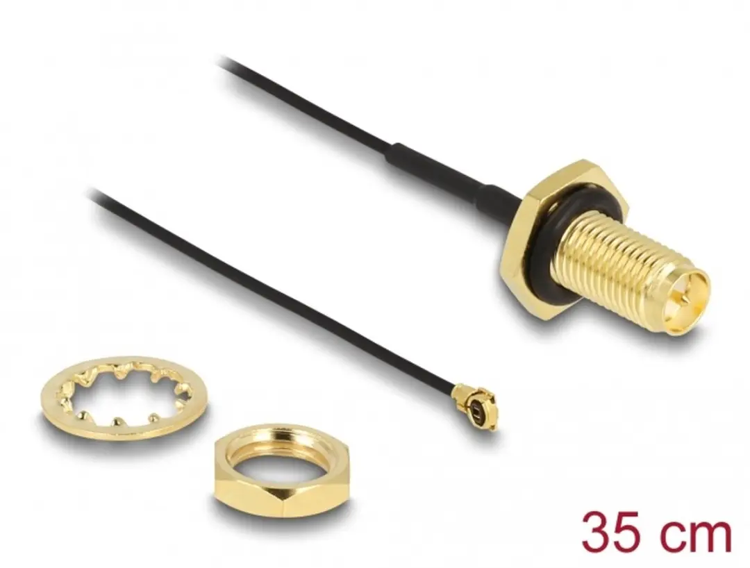 Delock Antennekabel RP-SMA Jack naar I-PEX MHF I - 35cm - Zwart/Goud
