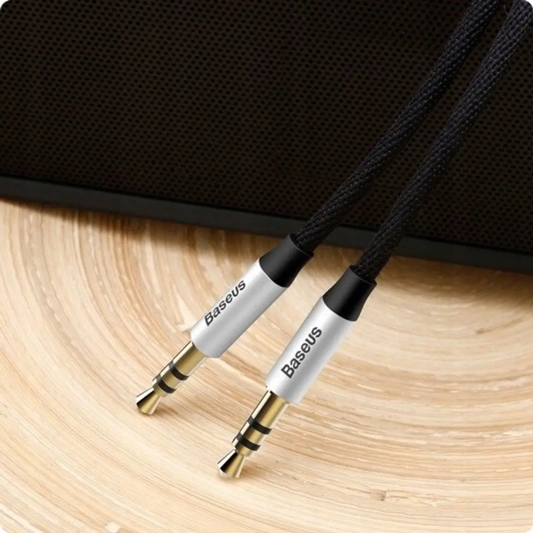 Baseus Yiven M30 AUX Kabel 3,5mm - 1m - Zilver/Zwart