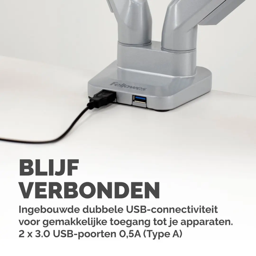 Fellowes Platinum Monitor Arm 8056501 - 2 Schermen tot 27" - Zilver