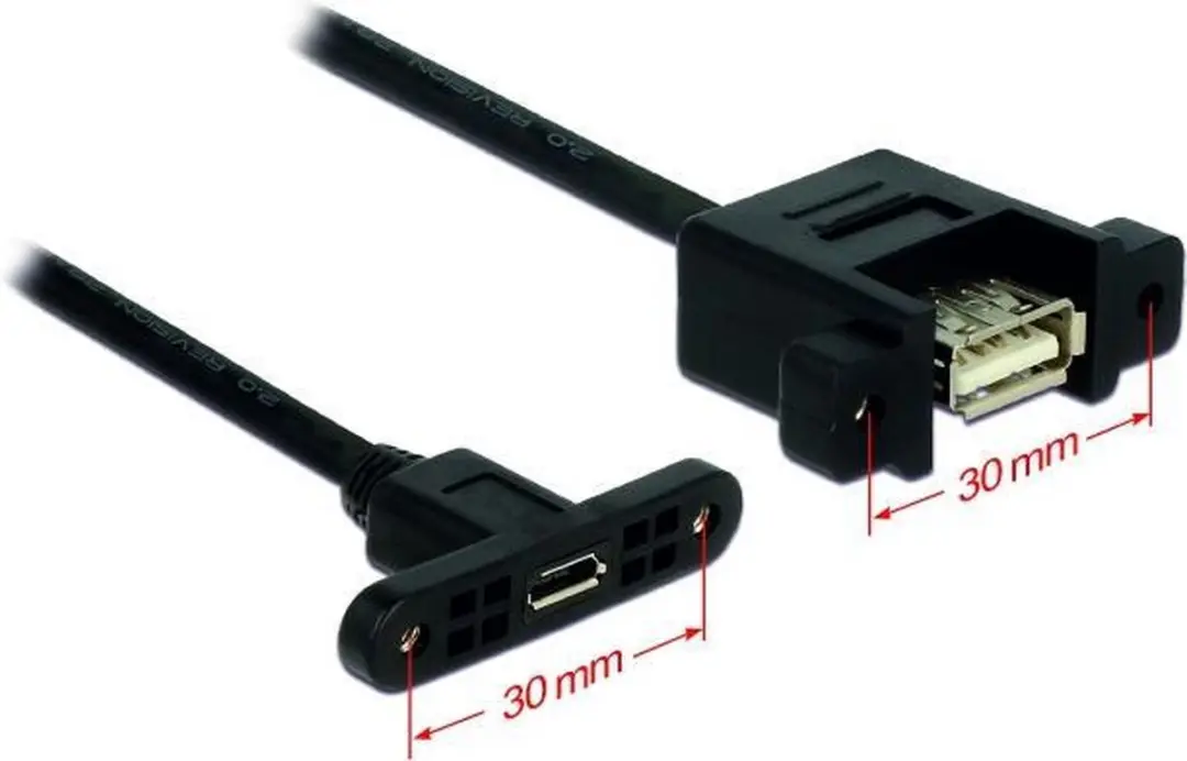 Delock USB 2.0 A naar Micro Female Kabel 1m - Zwart
