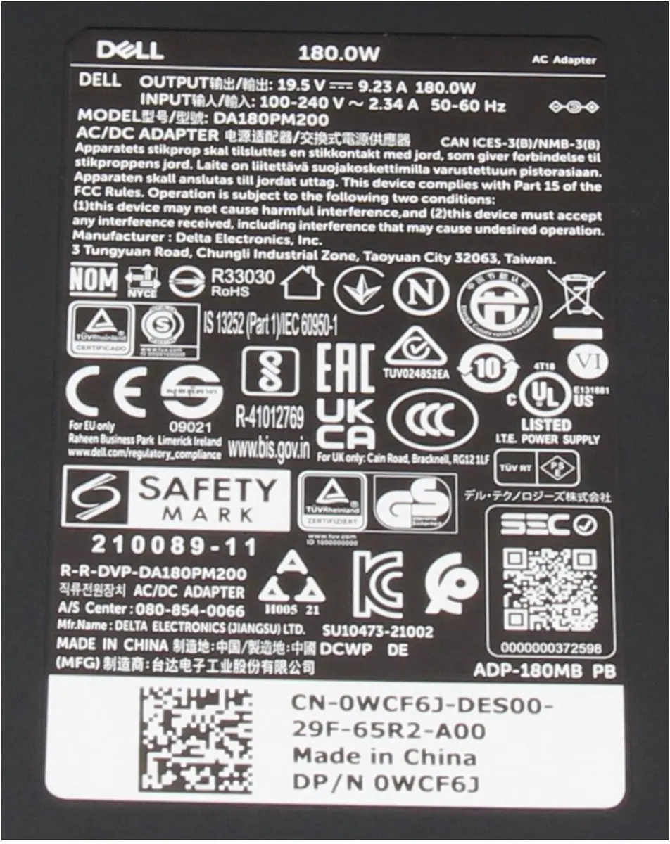 Dell 450-ABJQ Oplader 180W - Laptop