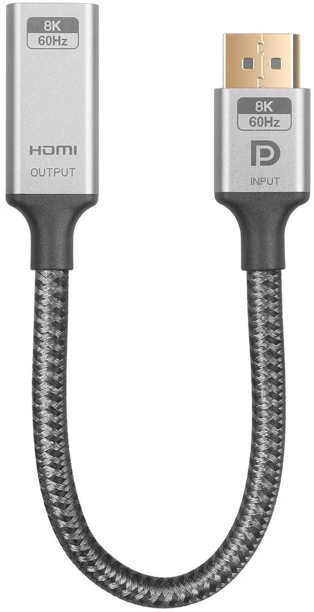 NÖRDIC DPHM-202 Actieve Adapter DisplayPort naar HDMI 8K60Hz - 20cm