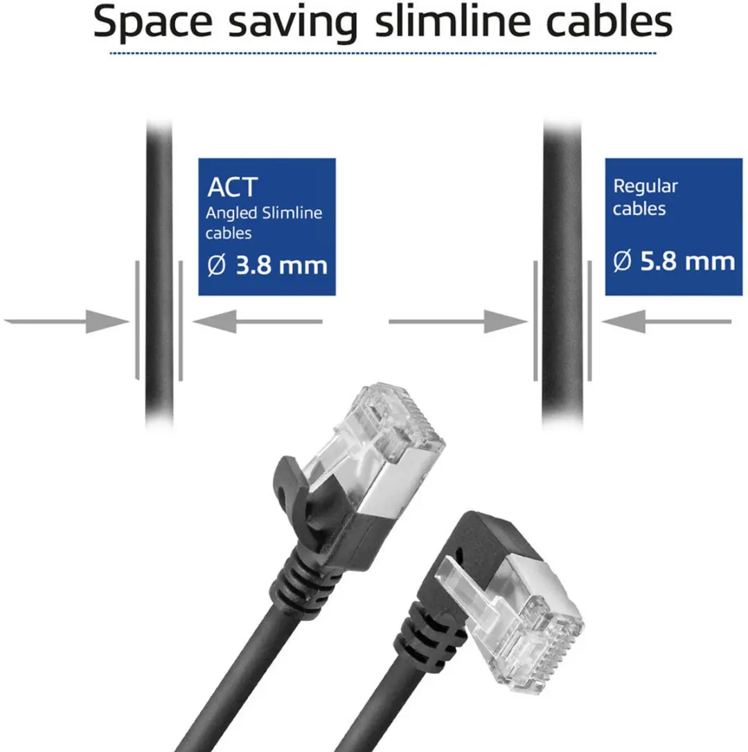 ACT DA1901 CAT6A Patchkabel 1m - Zwart 90° Links