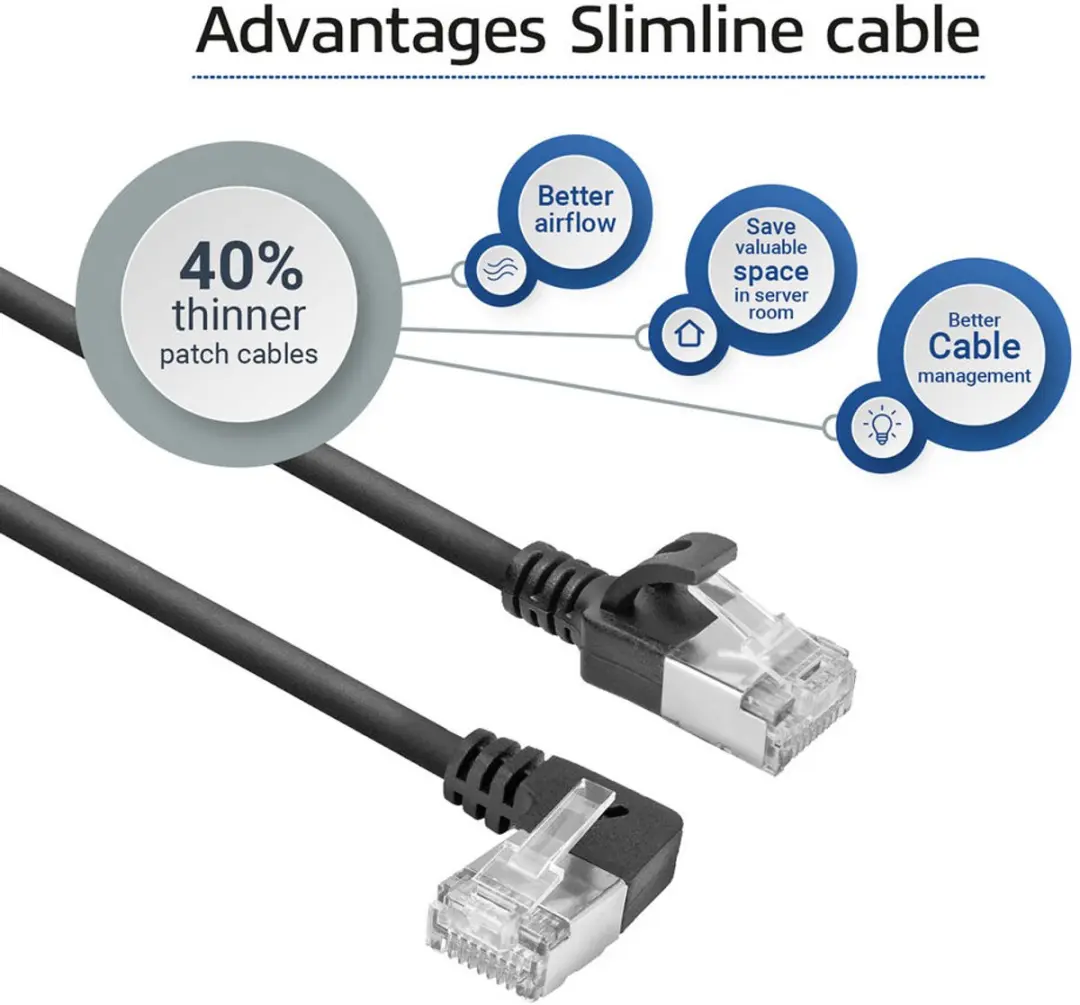 ACT DA1901 CAT6A Patchkabel 1m - Zwart 90° Links
