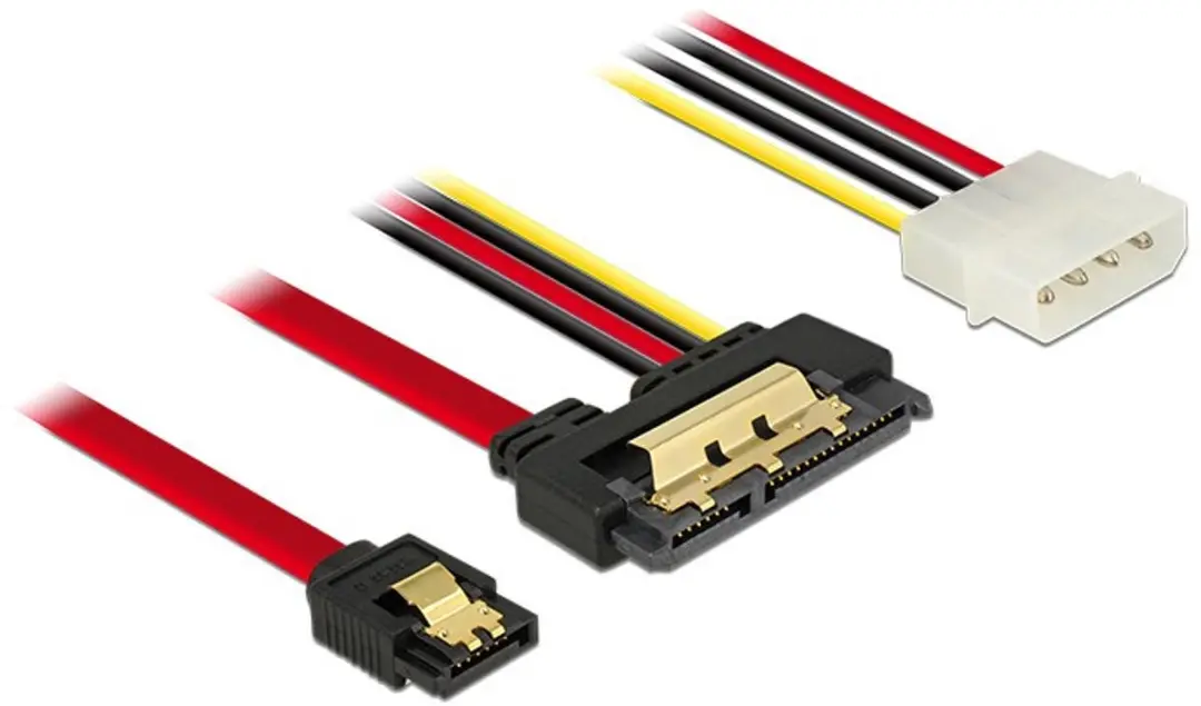 Delock SATA naar SATA Data & Molex Voedingskabel 6Gbit/s - Rood
