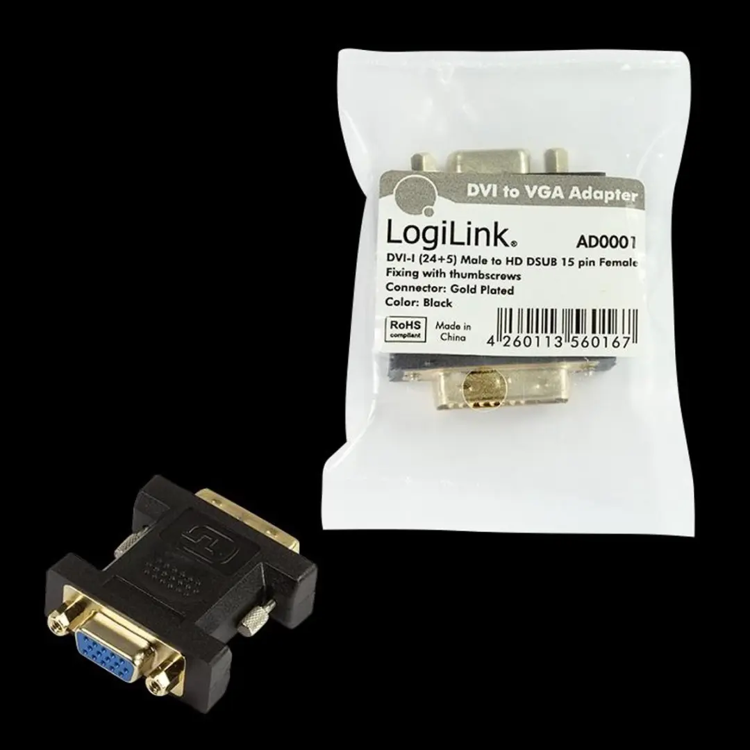 Logilink VGA naar DVI Converter 2-in-1 Adapter - Transparant