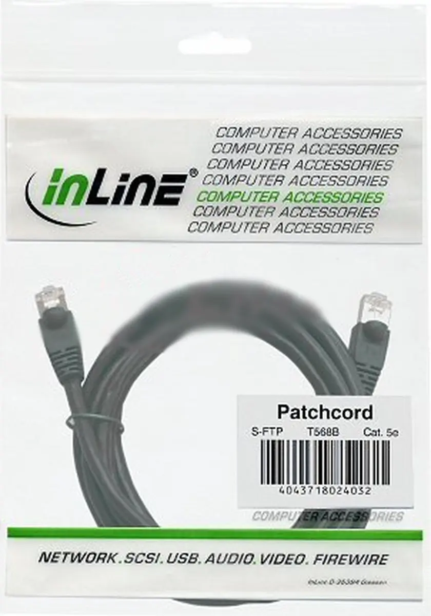 InLine S/FTP CAT6 Crossover Kabel 0,3m - Zwart