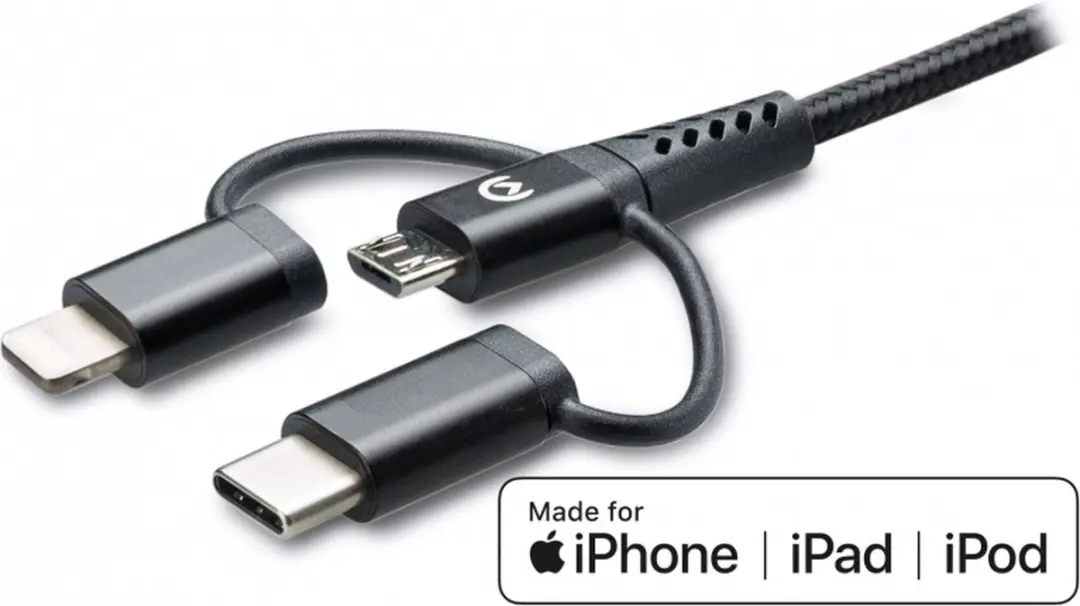 Mobilize 3in1 USB-A naar Lightning/Micro USB/USB-C Kabel 1.5m