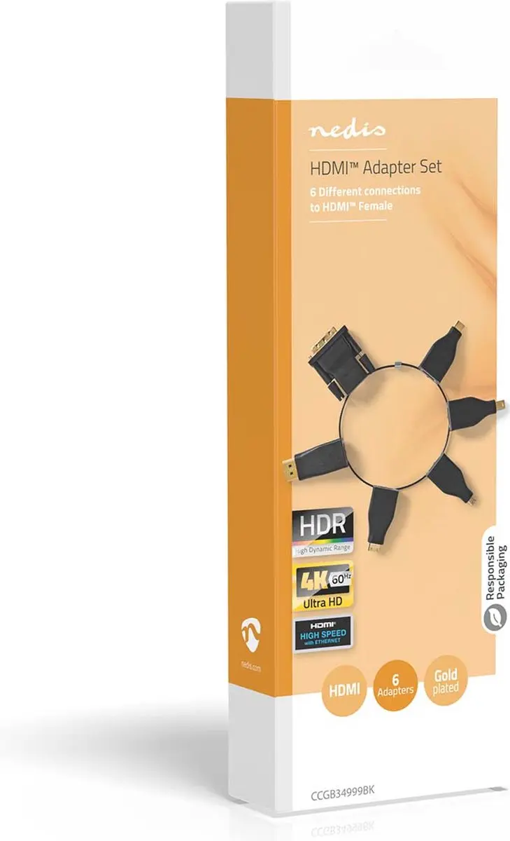Nedis HDMI-Adapter CCGB34999BK - Verguld - Zwart - afbeelding 6 van 6