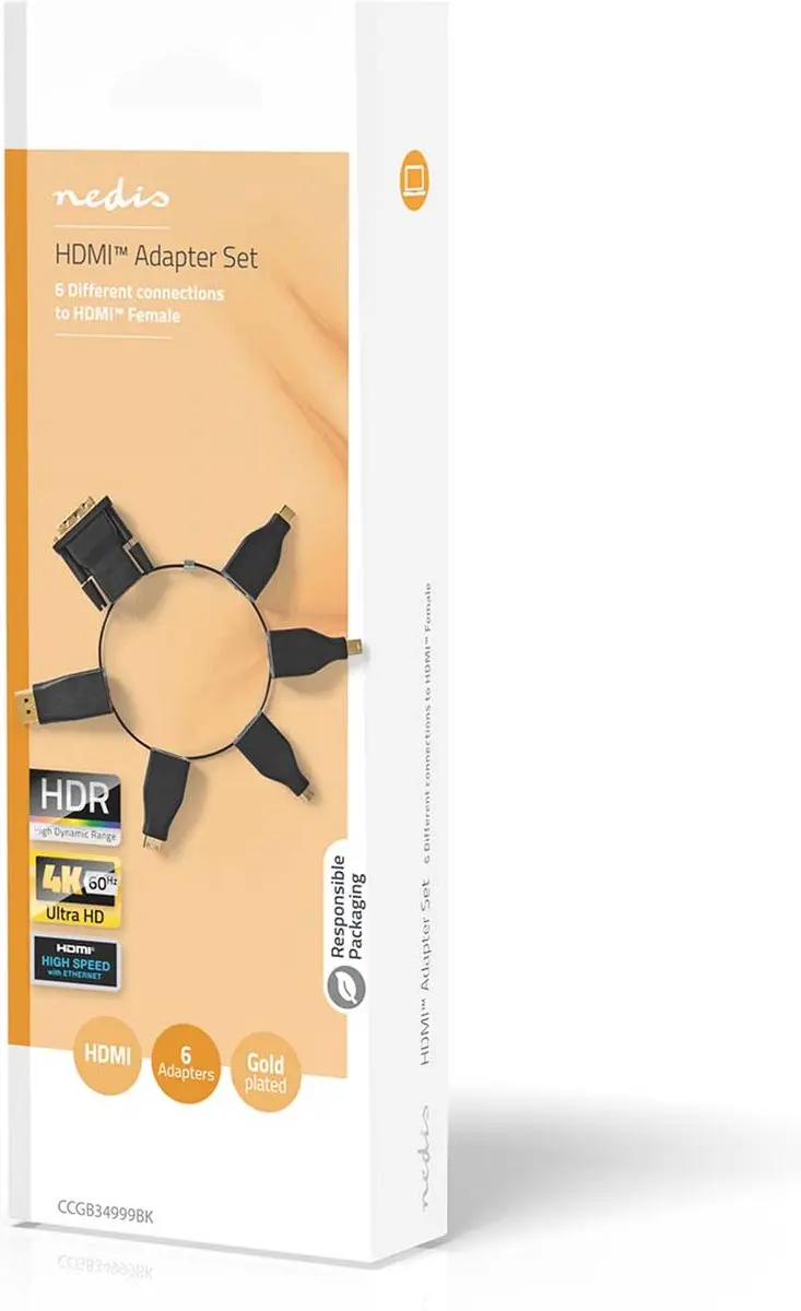 Nedis HDMI-Adapter CCGB34999BK - Verguld - Zwart