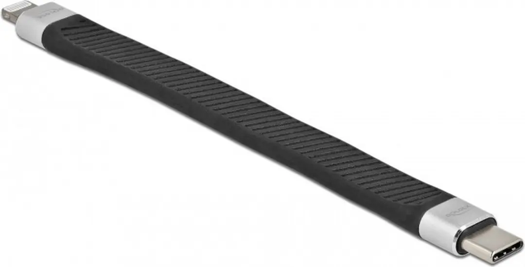 Delock USB Type-C naar Lightning Kabel 13cm - Zwart/Zilver
