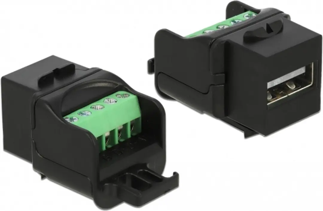 Delock USB-A Terminal Block Keystone Module - Zwart