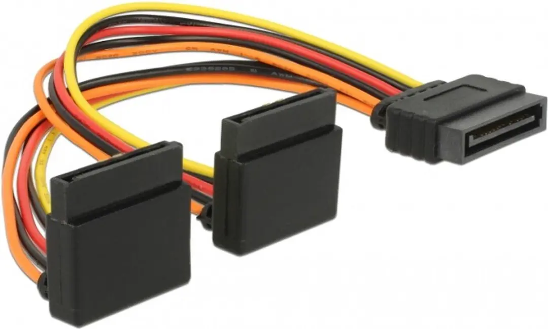 Delock SATA Power Splitter 15cm - 2x Vrouwelijk - Oranje