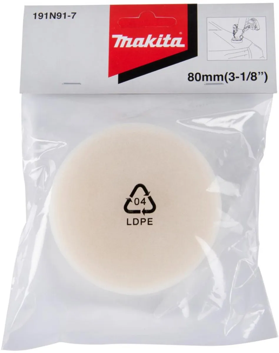 Makita Polijstpad Wit 80mm 191N91-7