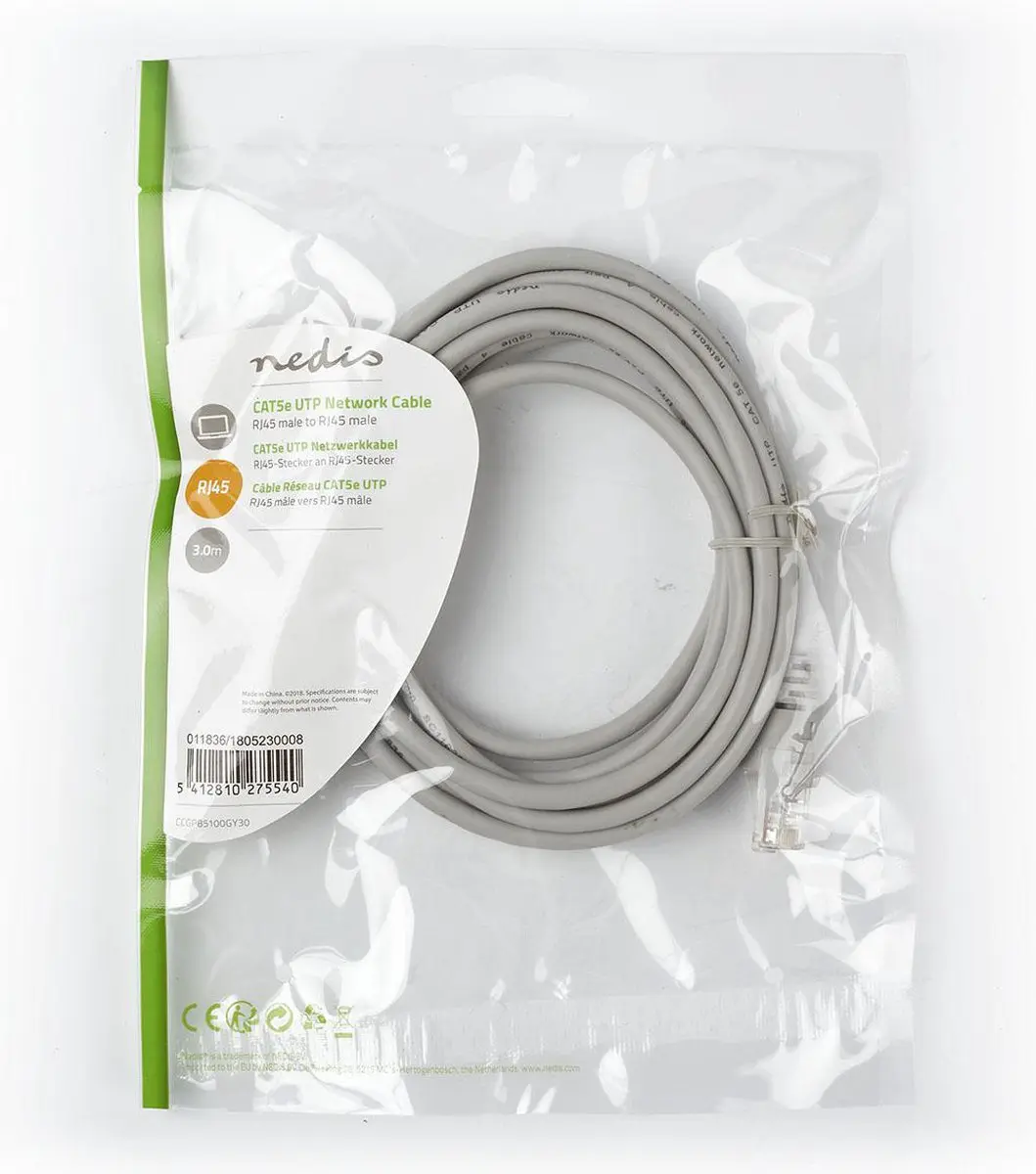 Nedis CAT5e Netwerkkabel CCGP85100GY30 - 3m - Grijs