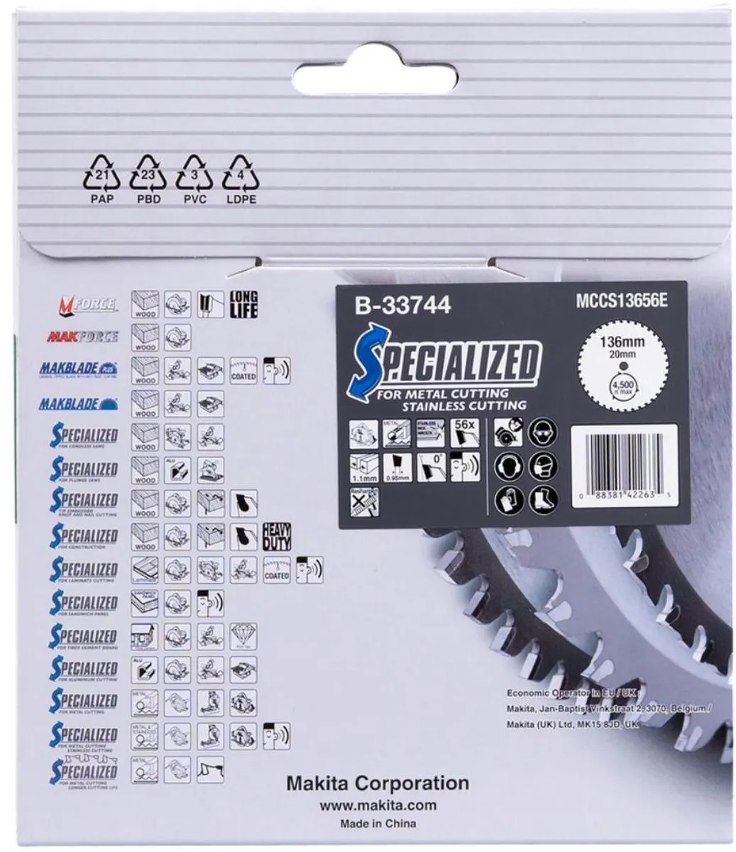 Makita TCT Cirkelzaagblad B-33744 - 136x20mm - 56 Tanden - afbeelding 6 van 6