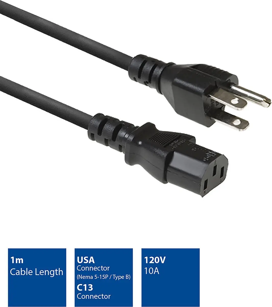 ACT AK5443 Netsnoer C13 - 1m - Zwart