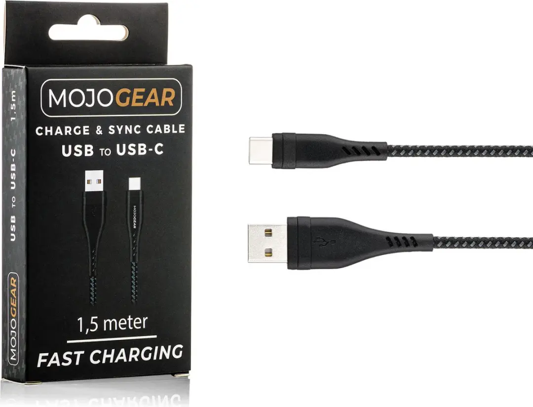 MOJOGEAR MG-16-DUO USB-C naar USB Kabel - 1,5m - 2 Stuks - Zwart
