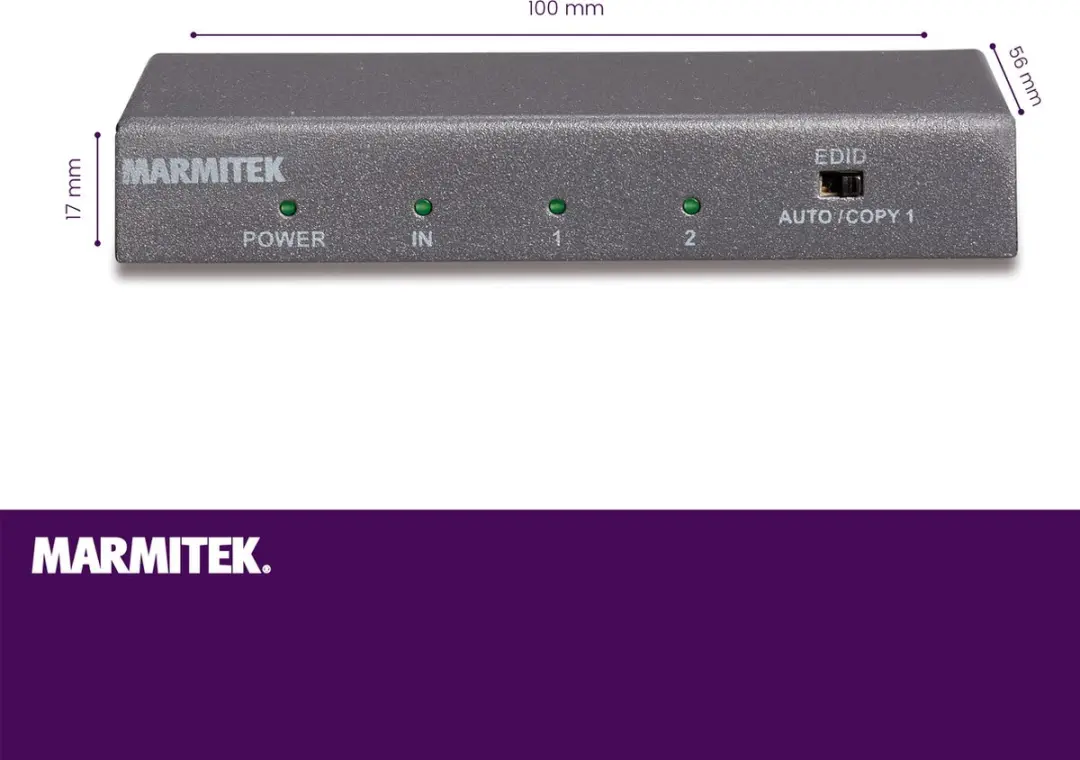 Marmitek Split 612 UHD 2.0 HDMI Splitter 4K 60Hz - 1 Ingang 2 Uitgangen - Zwart