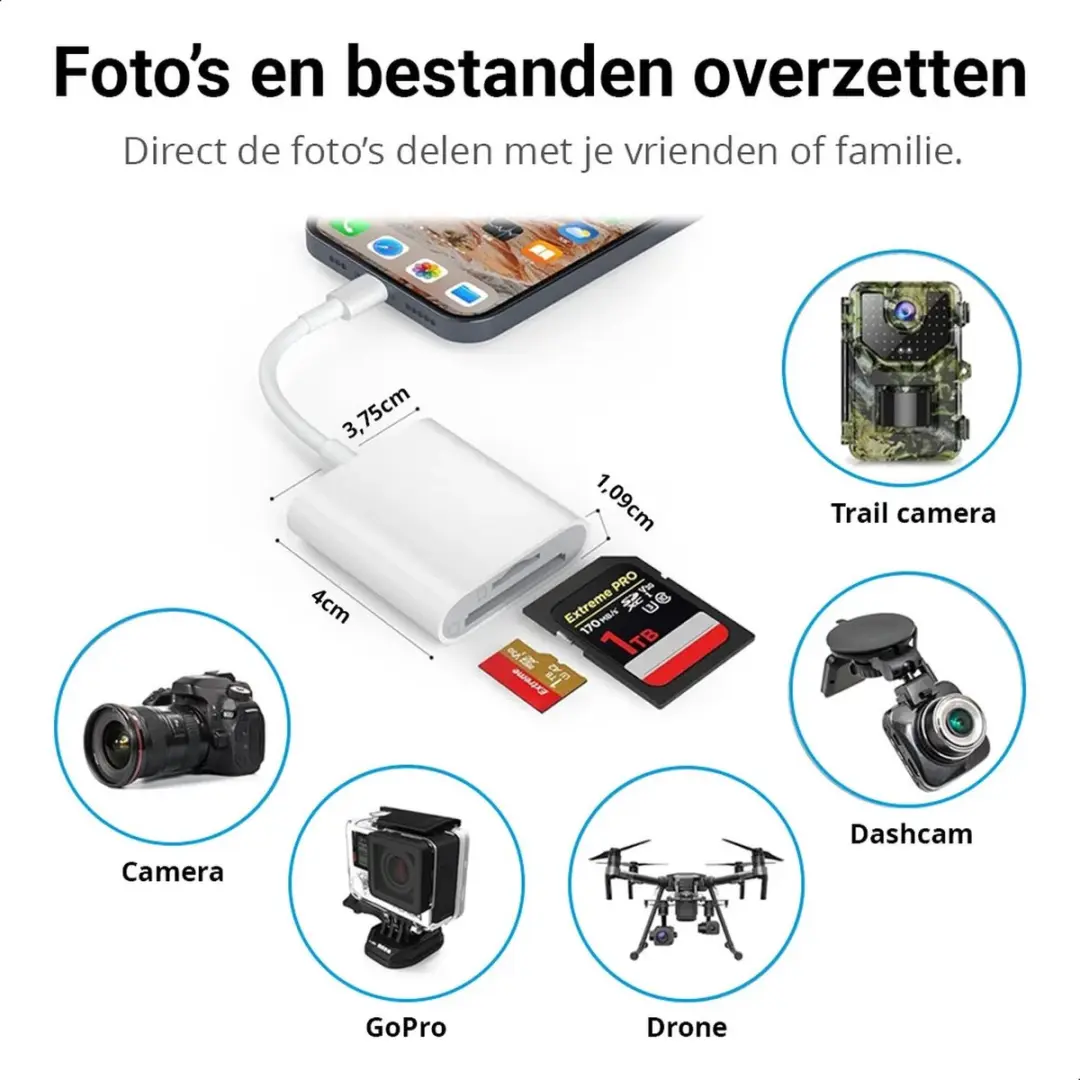 Selected Lightning Adapter met SD-Kaartlezer - Wit