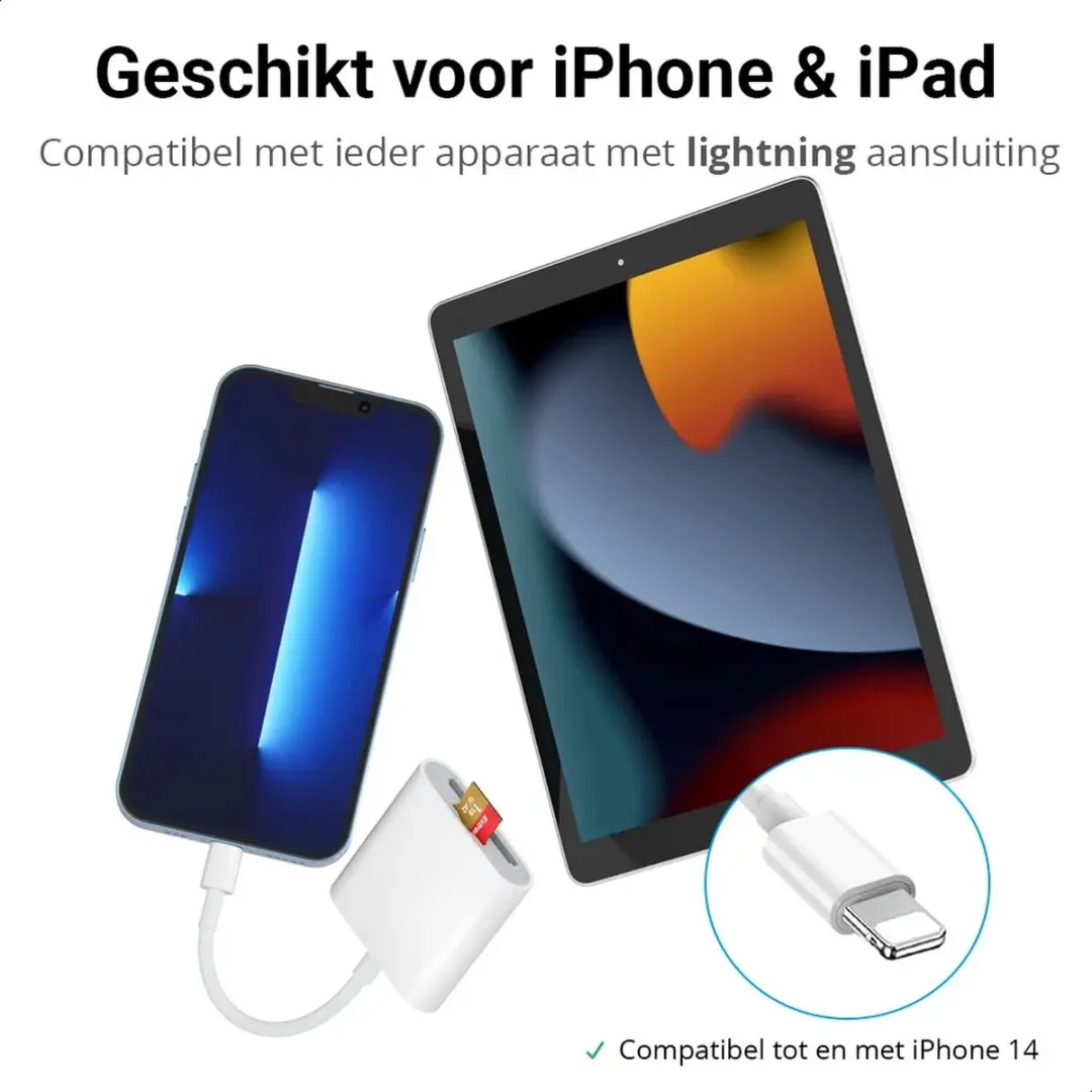 Selected Lightning Adapter met SD-Kaartlezer - Wit