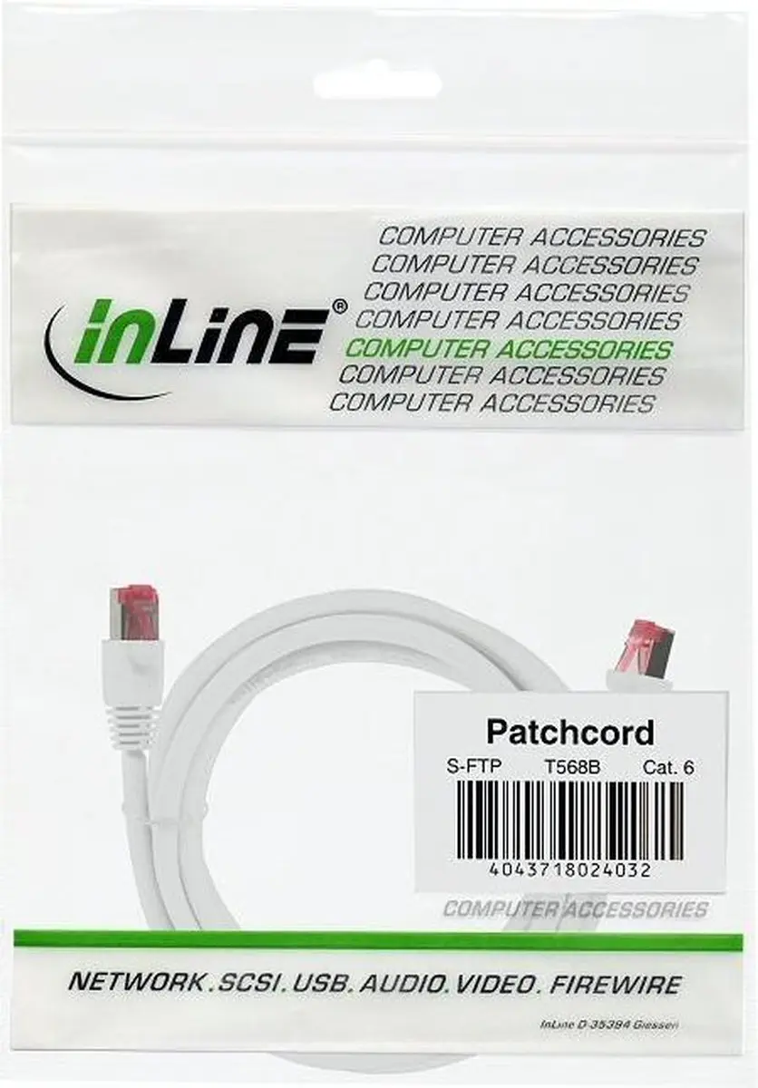 InLine Patchkabel S/FTP Cat.6 0,3m - Wit