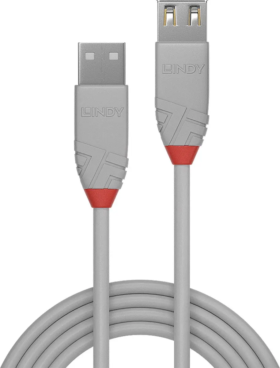 Lindy USB 2.0 USB-A Kabel 2m - Grijs