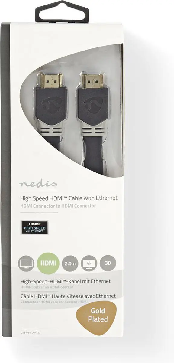 Nedis HDMI-Kabel CVBW34100AT20 4K@60Hz - 2m - Plat - Antraciet