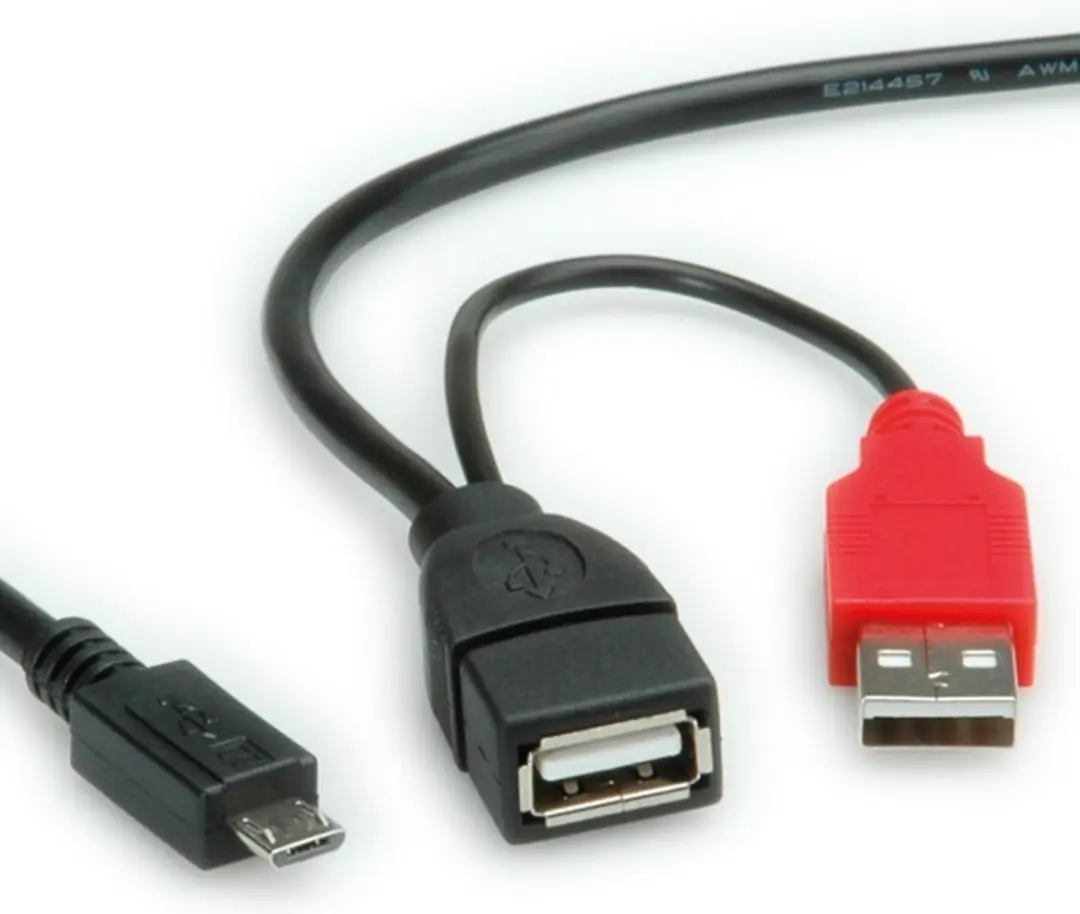 Roline USB2.0 OTG Adapter Micro B naar USB-A - 1A - 1m - Zwart