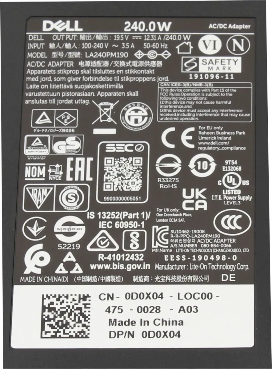 Dell 00MFK9 Oplader 240W
