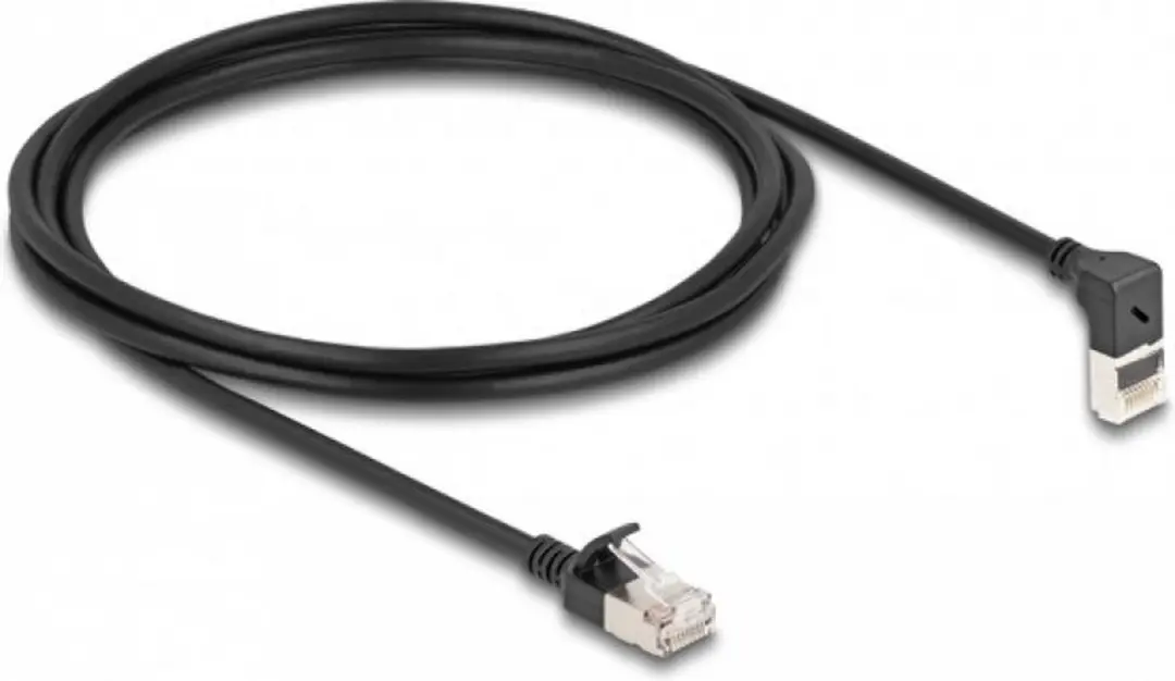 Delock Cat.6A S/FTP RJ45 Kabel 90° - 2m - Zwart
